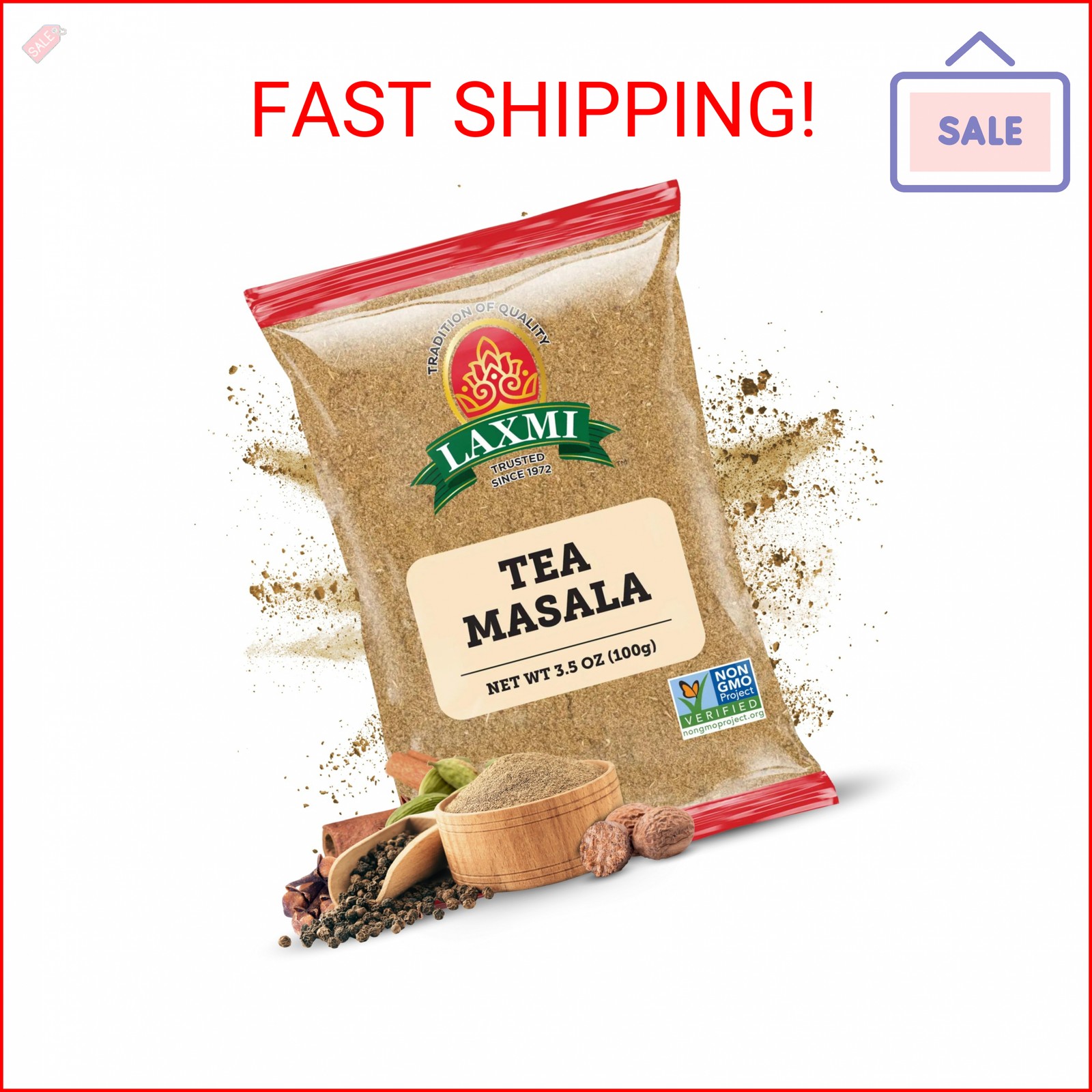 Laxmi Natural Tea Masala – Traditional Indian Tea Masala – 3.5oz (100g)