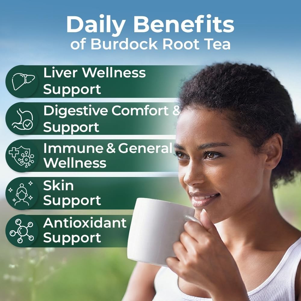 High-Quality Burdock Root Herbal Tea – 50 Bags of Decaffeinated Wellness