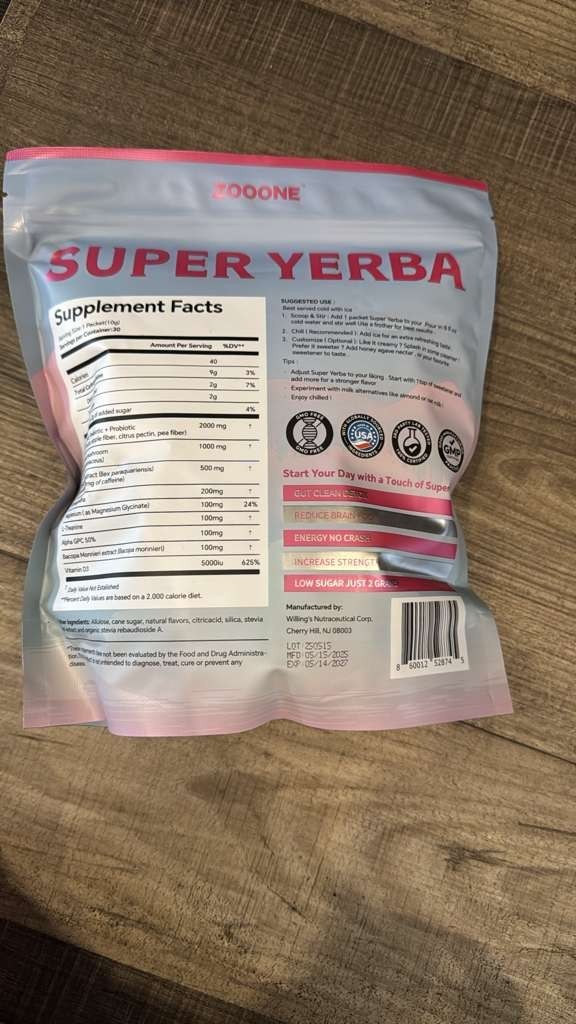 Zooone Super Yerba Pack of 2 Ashwagandha Vitamin D3 Magnesium Drink Mix