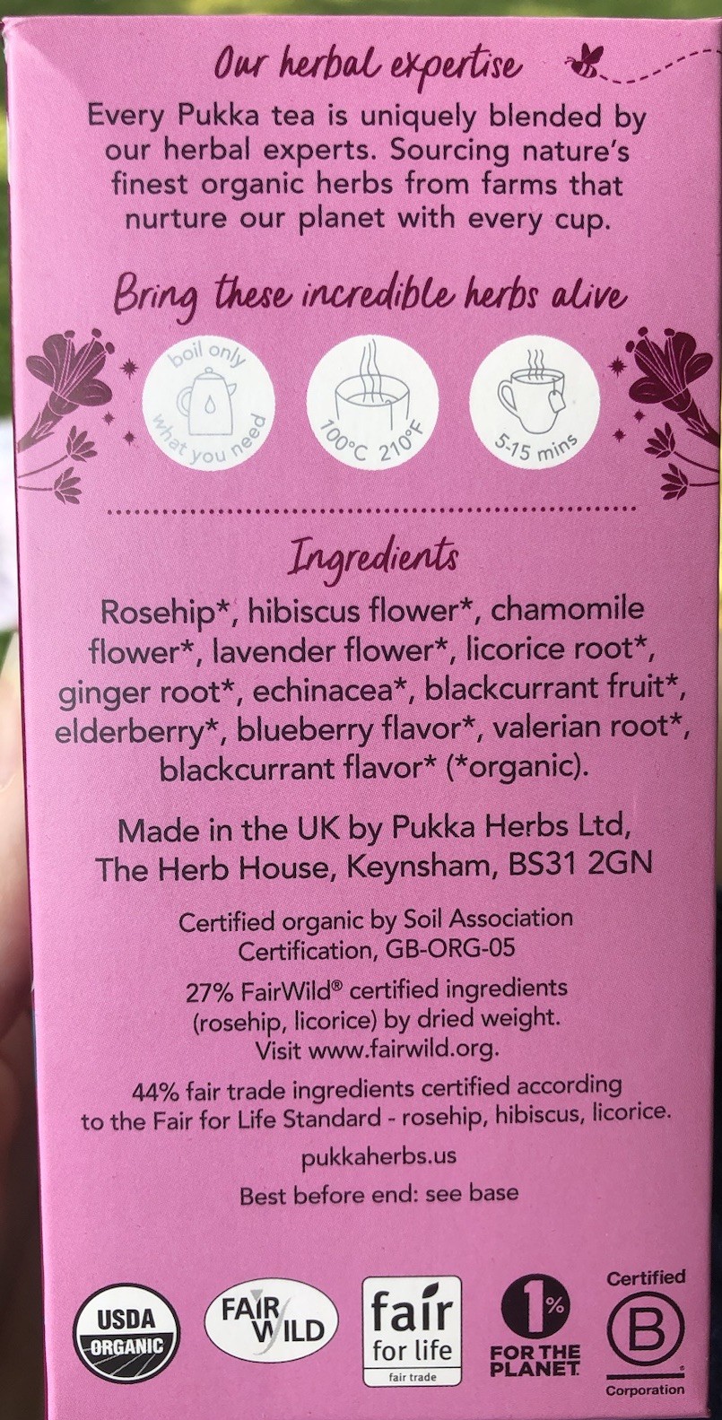 Pukka Night Time Berry Overnight Wellness Organic 20 Herbal Tea Sachets
