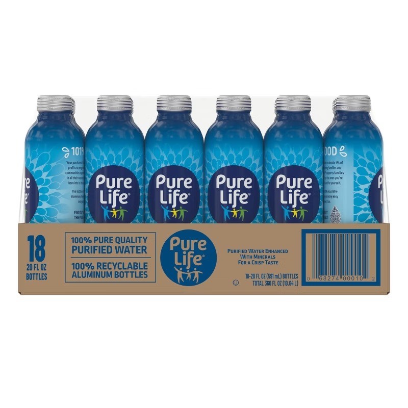 Purified Water – 18 Pack/20 Fl Oz Aluminum Bottles