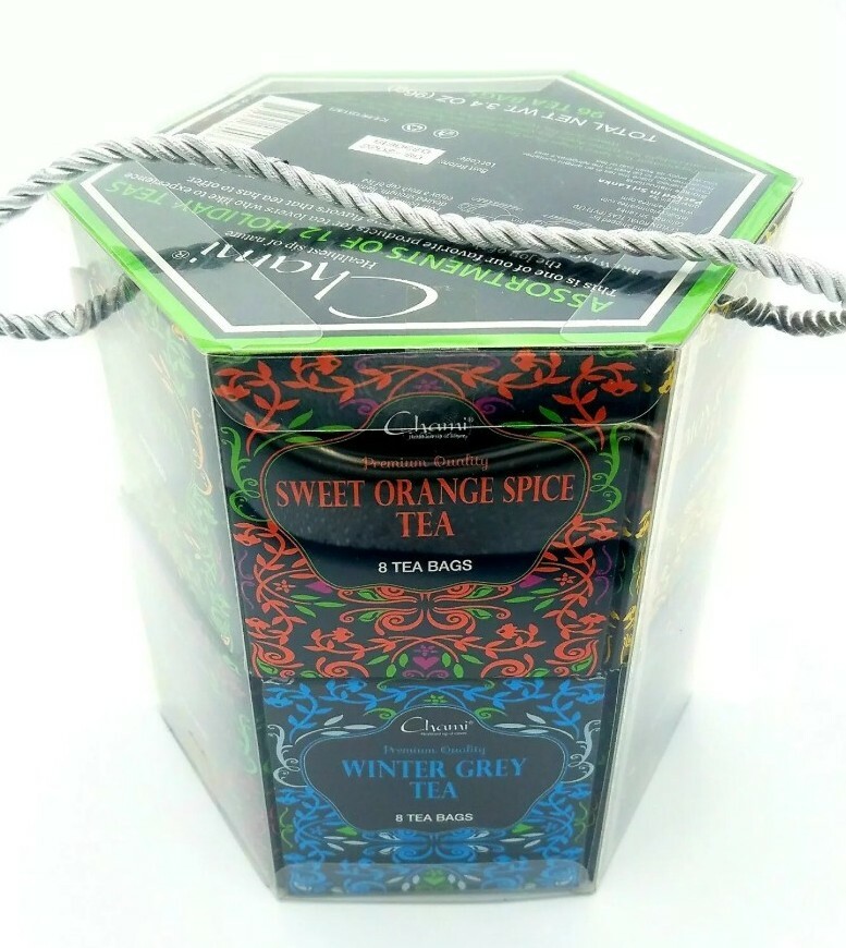 Chami 12 Flavor 96 Tea Bags Sachets Assortment of Winter Holiday Tea Gift Set