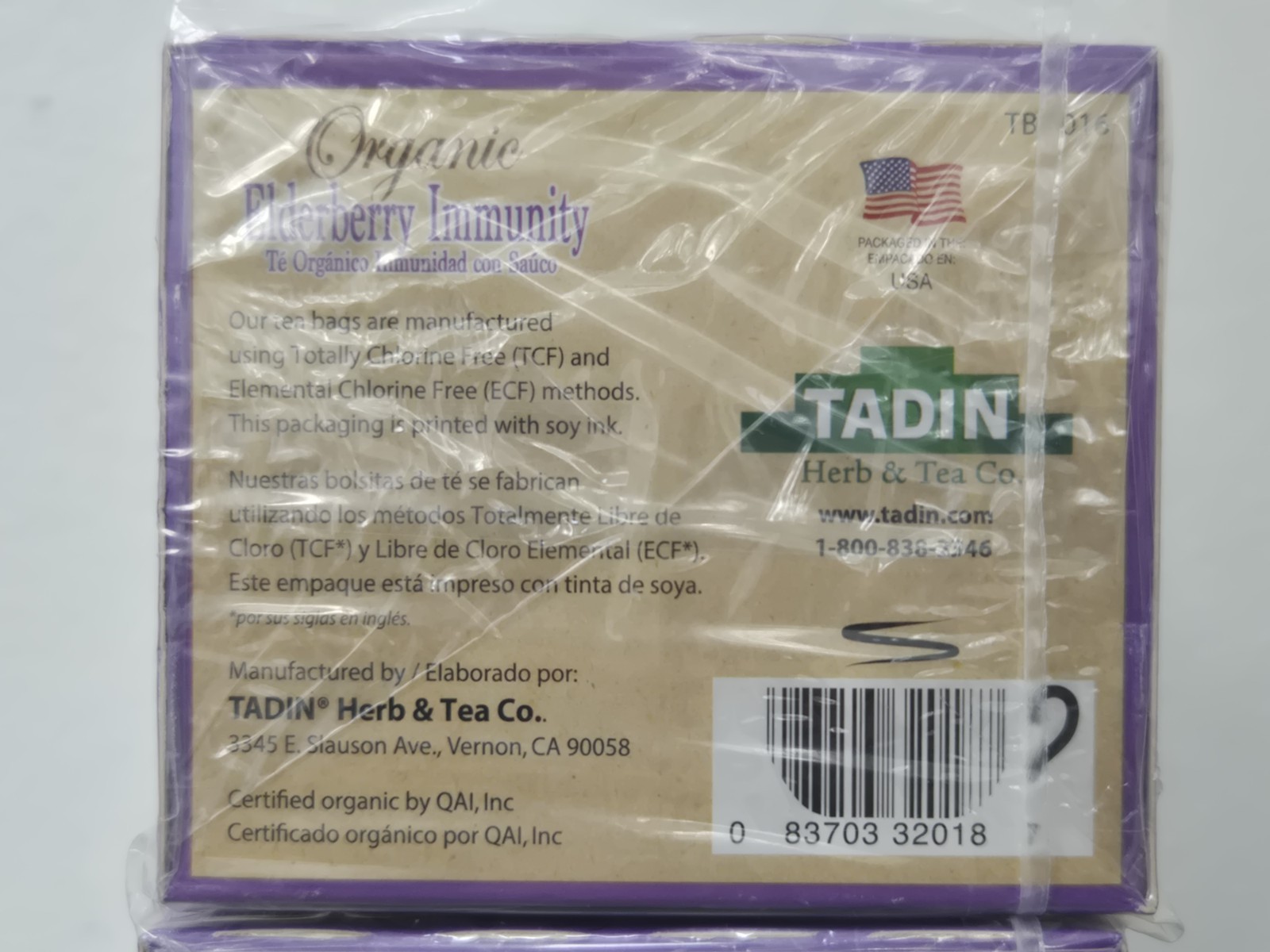 Tadin Organic Elderberry Immunity 20 Tea Bags (Lot Of 6 Boxes) Sick Health Drink