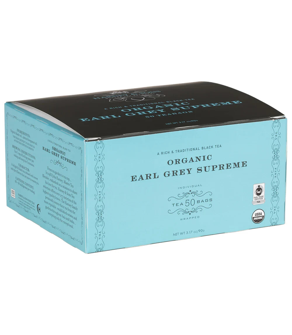 Harney & Sons ORGANIC EARL GREY SUPREME black tea teabags – 50 count