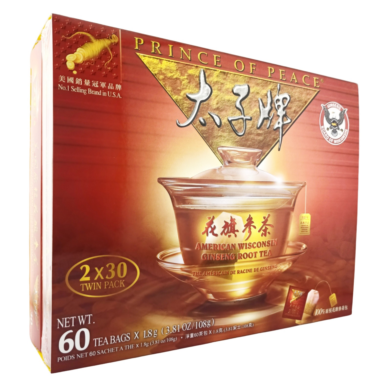 Prince of Peace American Ginseng Root Tea, 60 tea bags