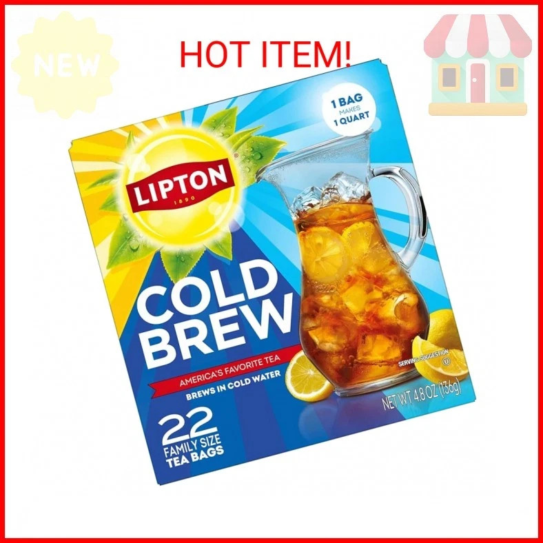 Lipton Cold Brew Iced Tea Bags, Family Size Zero Calories, Easy-To-Make with no
