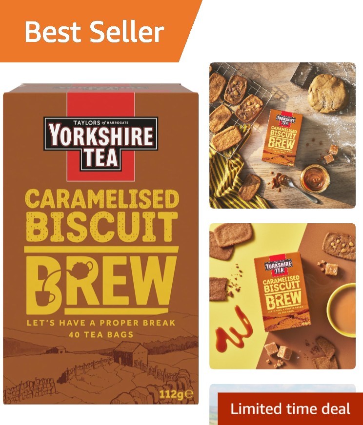 Yorkshire Tea Caramelised Biscuit Brew – 40 Count Caffeinated Pillow Tea Bags