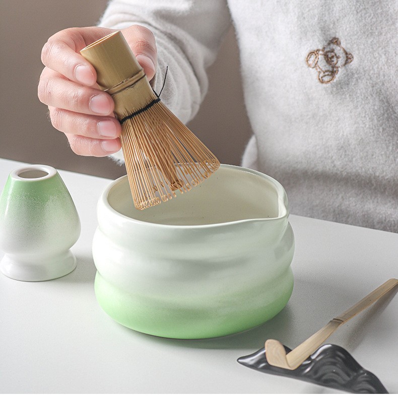 Matcha Whisk Set 7 PCS Ceramic Matcha Kit Includes Matcha Bowl & Scoop & Sifter