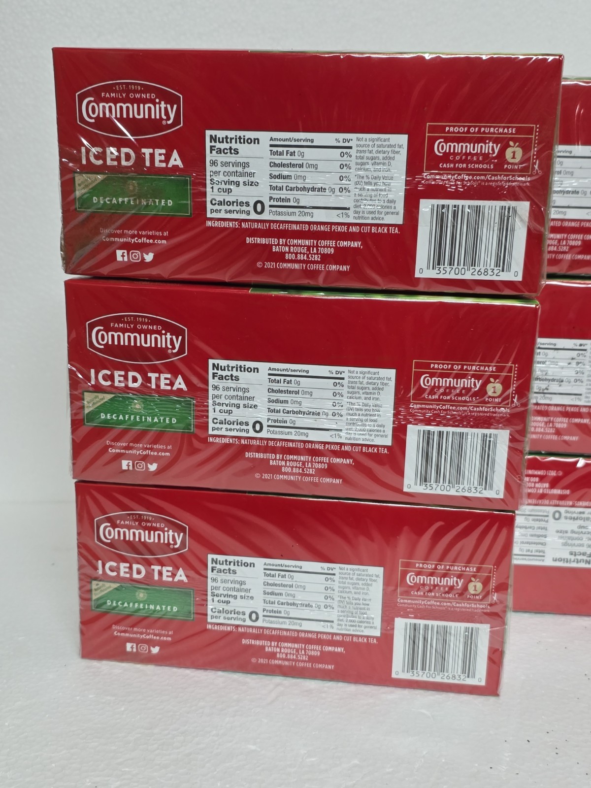 6Pack-Community Coffee Decaf Tea, 24 Iced Tea- (Outer Packaging Damaged) See Pic