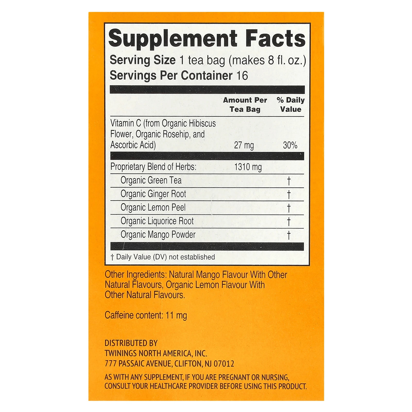 Immune Support+ Green Tea, Ginger & Mango, 16 Tea Bags, 1.12 oz (32 g)