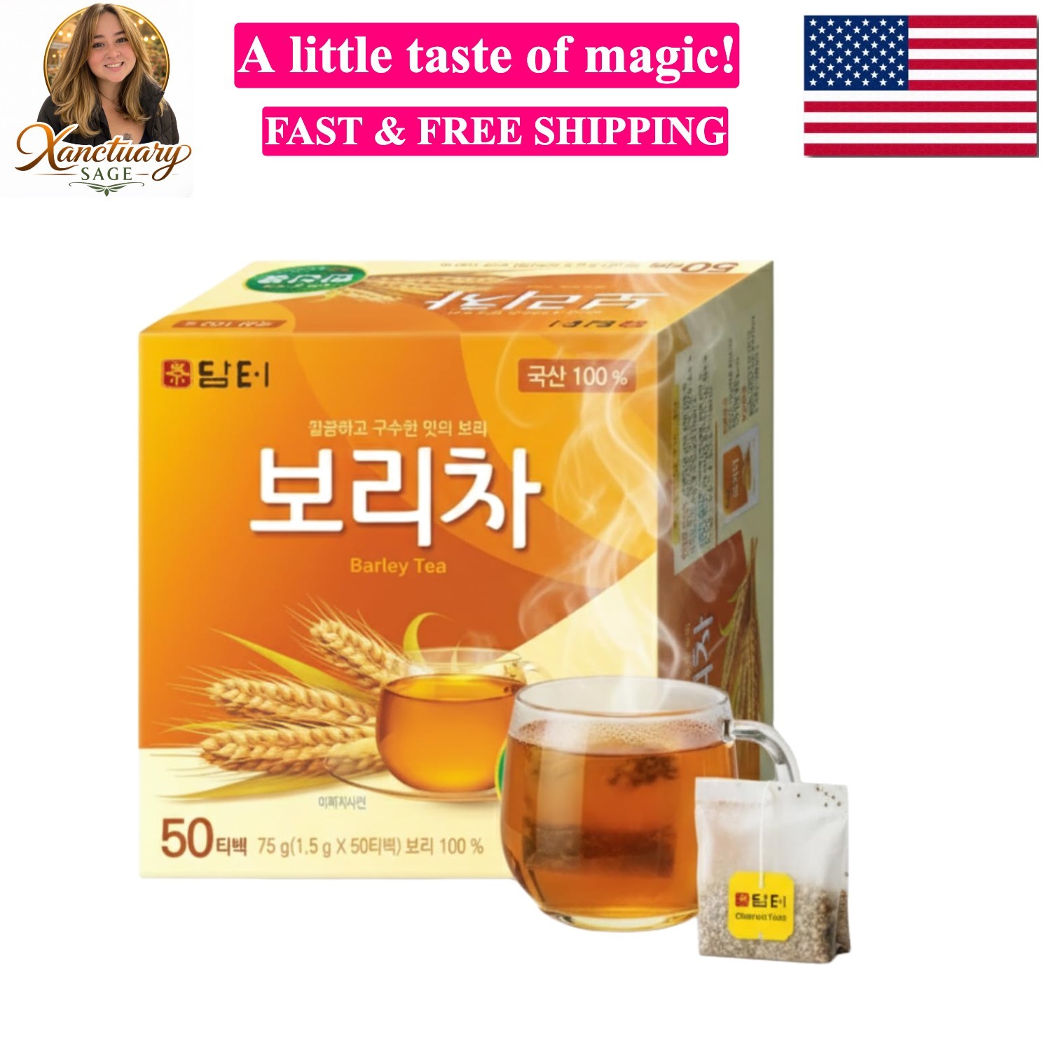 Korean Barley Tea, Roasted Barley Tea Bags, Boricha Mugicha, Caffeine-Free, 5…