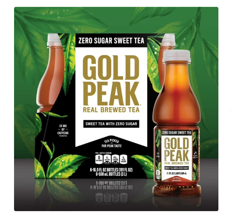 (2 PACK) Gold Peak Iced Tea, Zero Sugar Sweet Tea Bottles, 16.9 fl oz, 6 pack