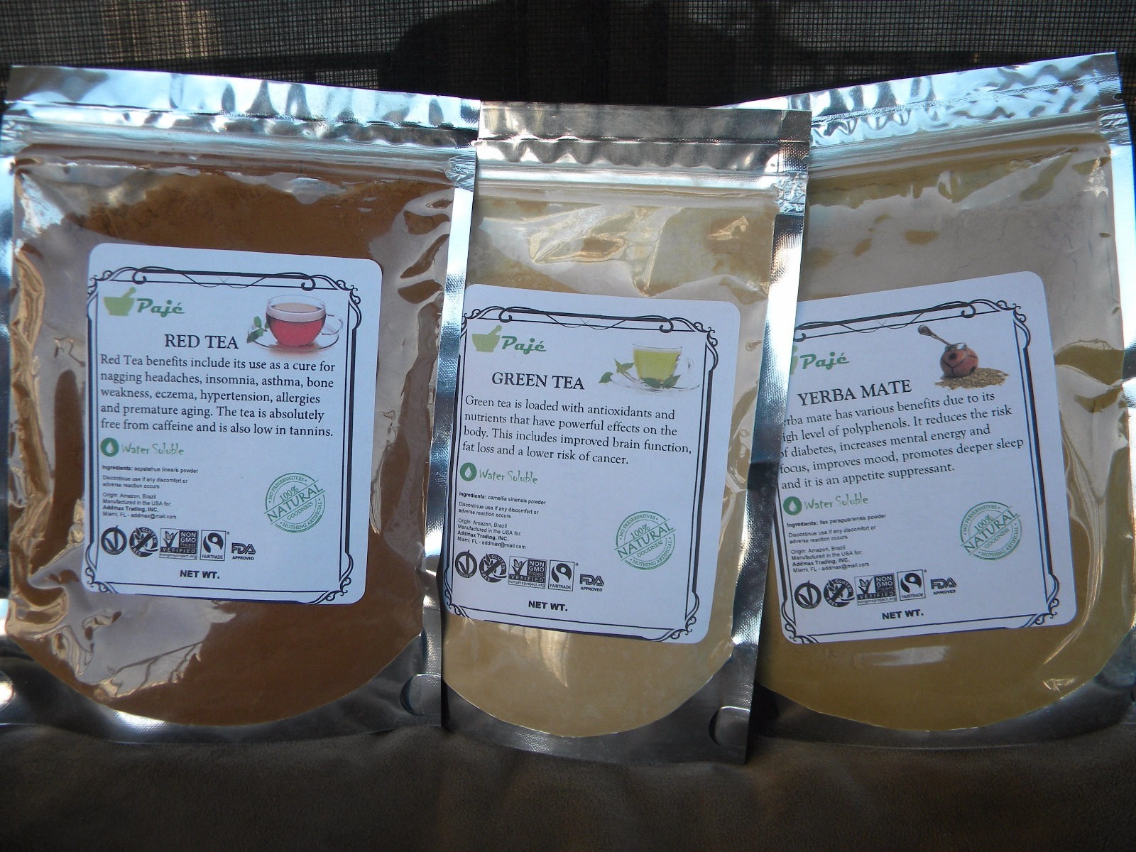 YERBA MATE BLACK TEA powder 8oz 1/2lb, water soluble, ENERGY , KOMBUCHA, PAJE