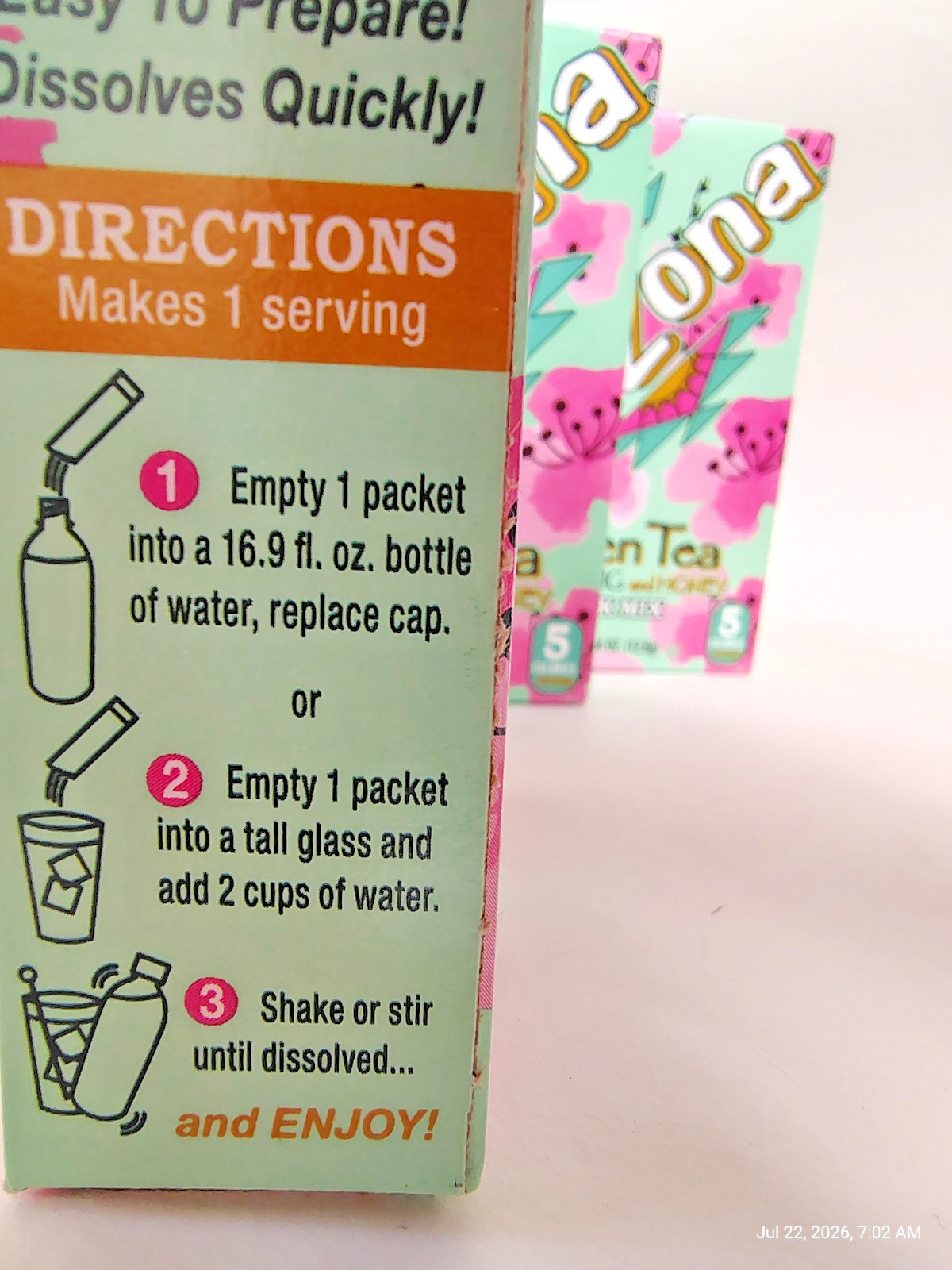 AriZona Green Tea with Ginseng/Honey Mix Packets, BB 11/27, Lot of 3 Boxes