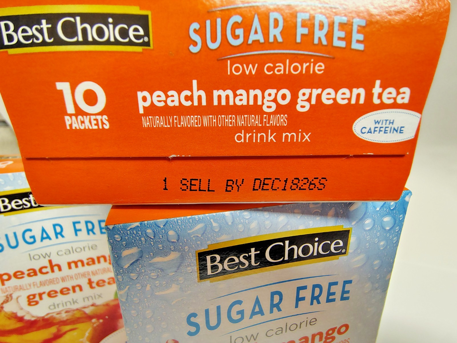 Best Choice Peach Mango Green Tea w/ Caffeine, BB 1226, Open Box / 60 Sticks