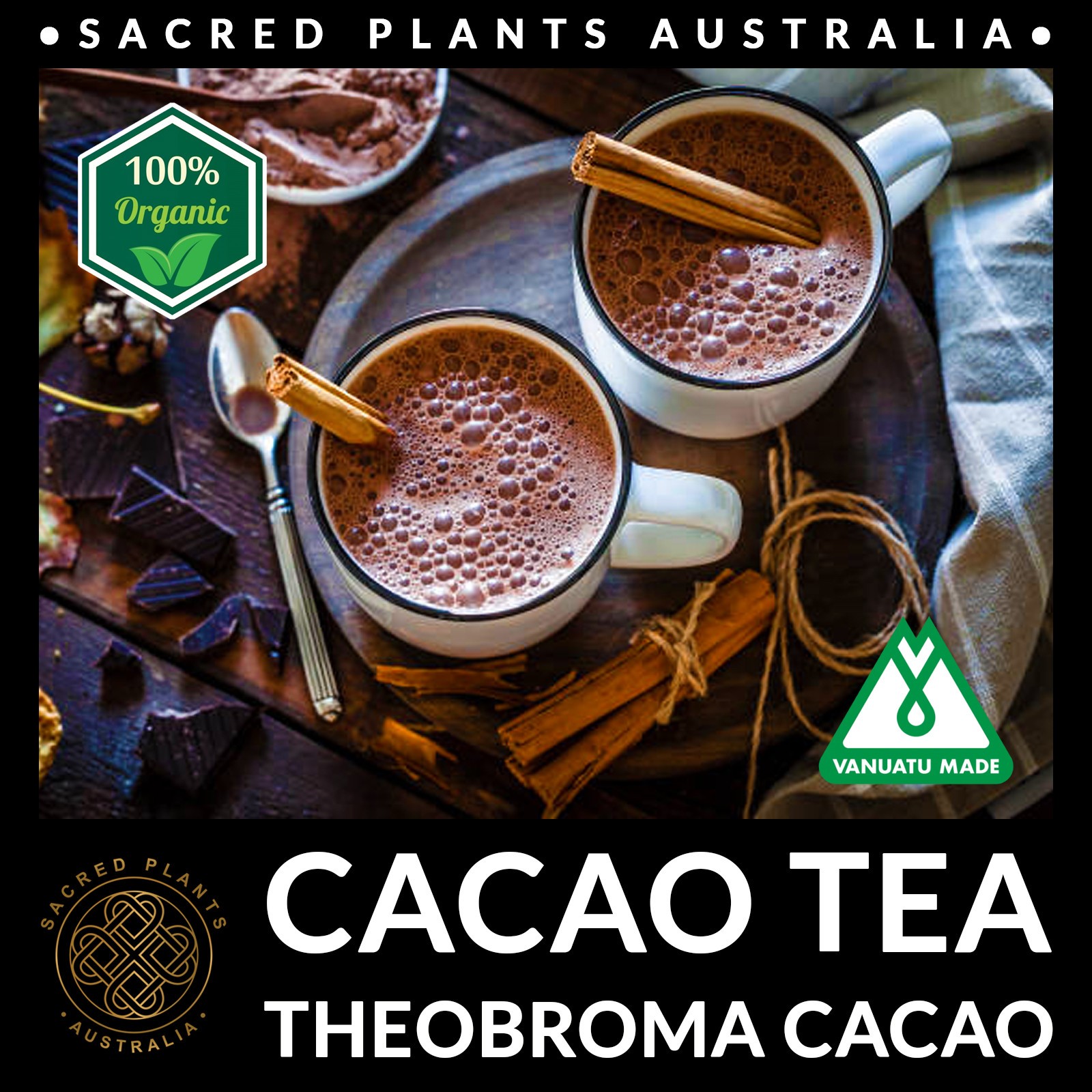 CACAO TEA 25g Organic Theobroma cacao Husks Chocolate Tea Vanuatu Sacred Shaman
