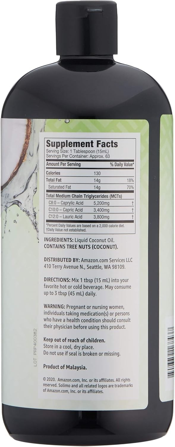 Amazon Brand – Solimo MCT Liquid Coconut Oil, 32 fl oz (Pack of 1)