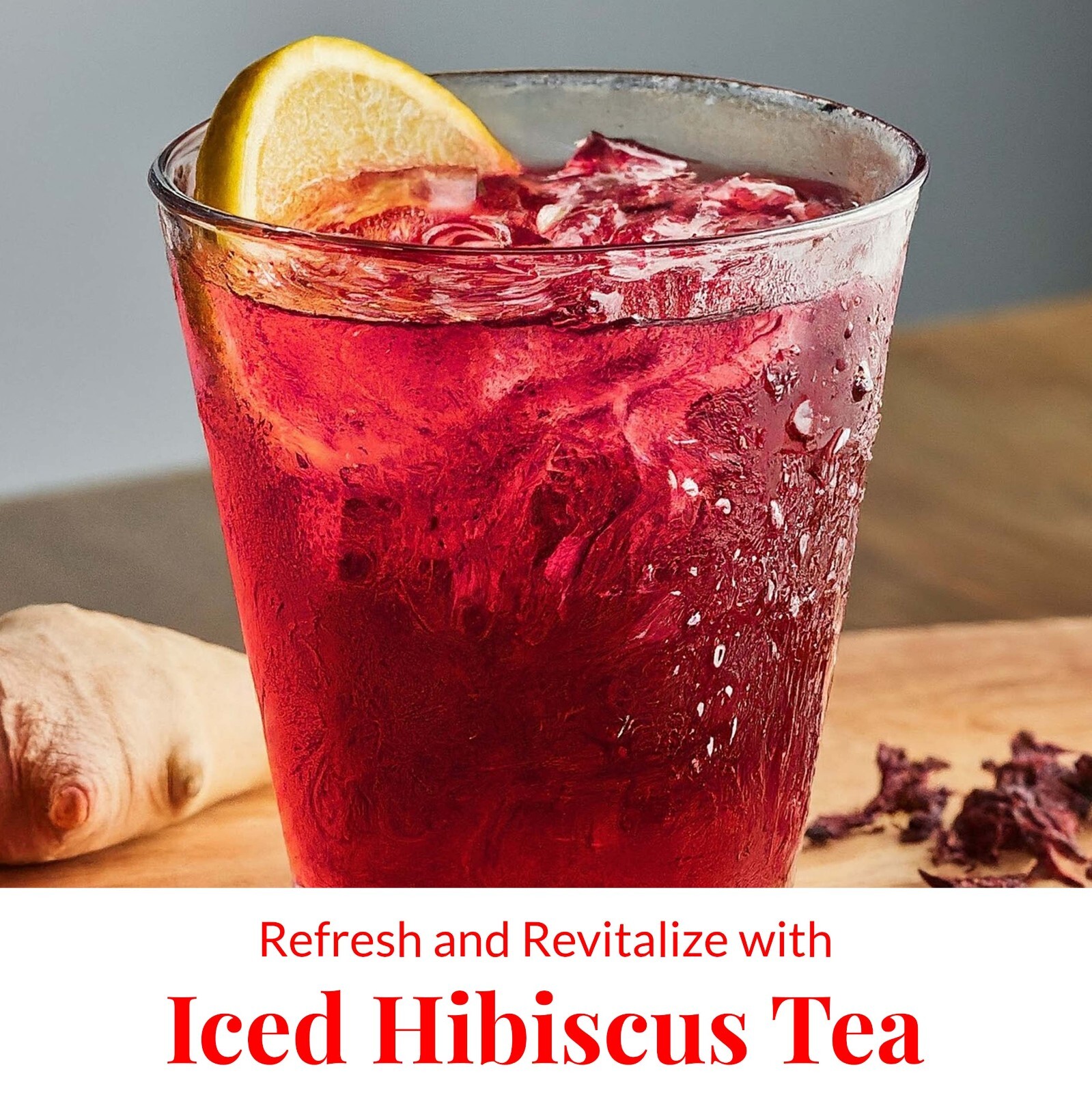 75 Hibiscus Tea Bags, Hibiscus Tea with Ginger, Herbal Tea, Perfect For Iced Tea