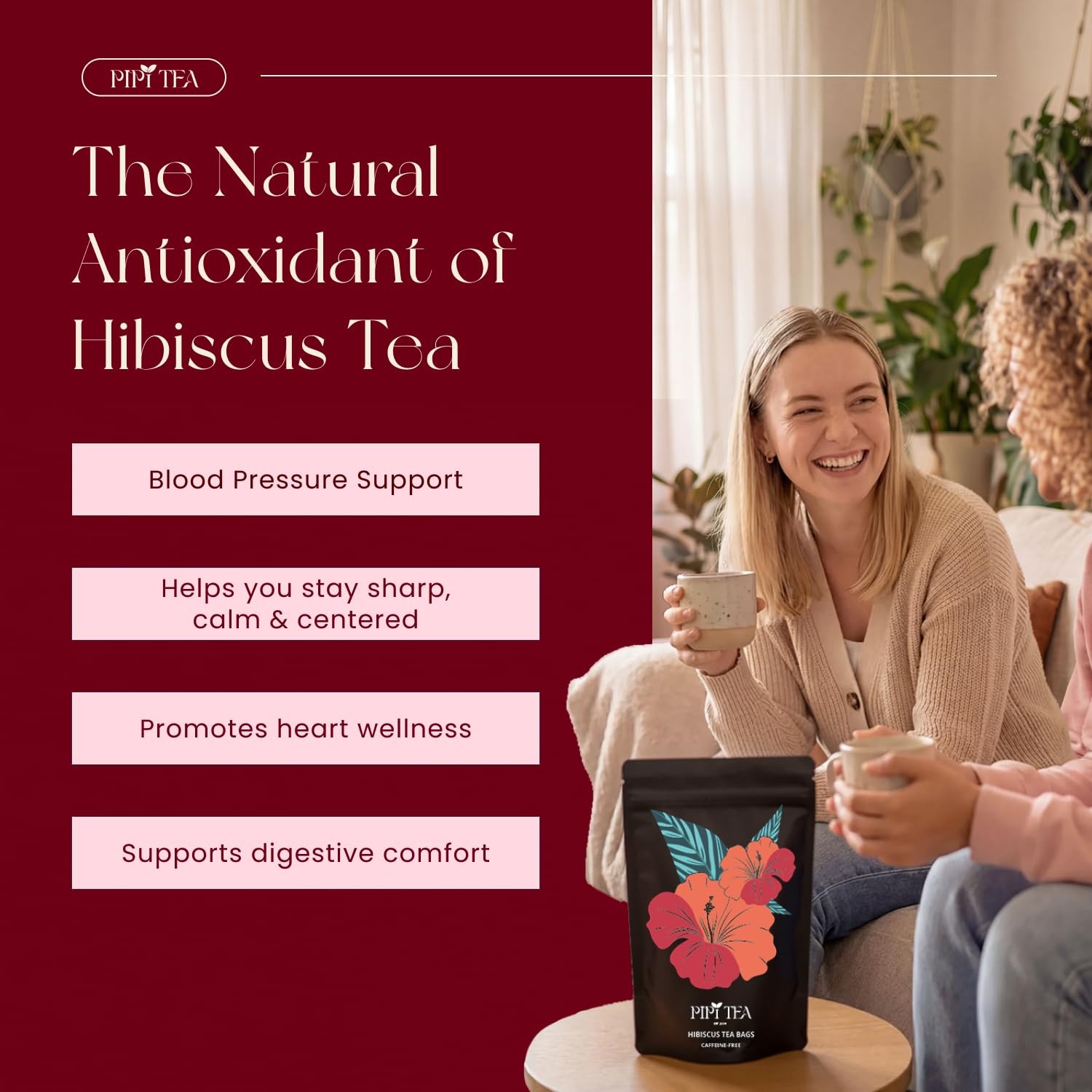 Organic Hibiscus Tea Bags – Caffeine Free Herbal Tea Rich in Antioxidants, No…