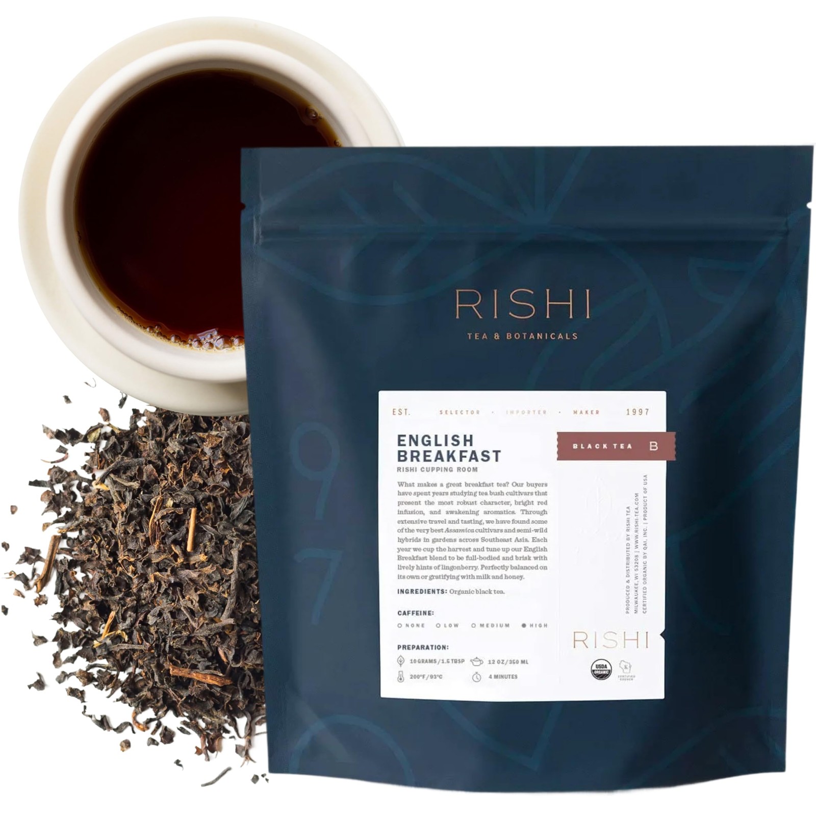 Rishi Tea English Breakfast Tea Organic Loose Leaf Pure Black Tea, Energizin…