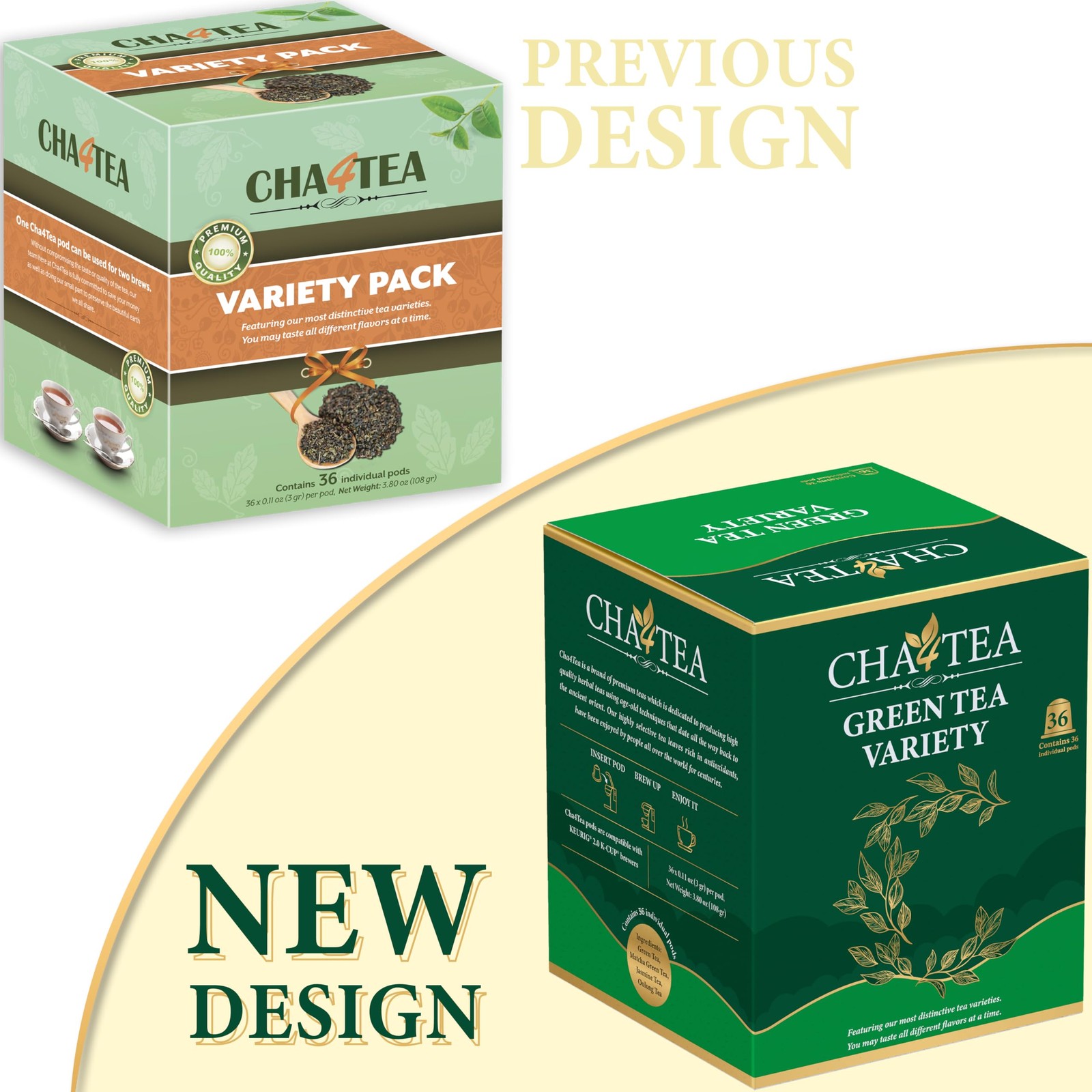 Cha4TEA 36-Count K Cups Assorted Green Tea for Keurig K-Cup Brewers (Matcha G…