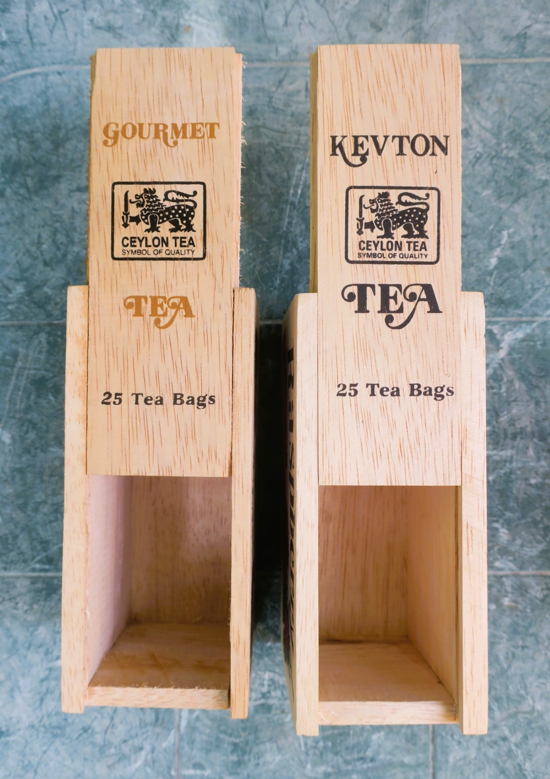 Two (2) KEVTON CEYLON TEA Wood Boxes