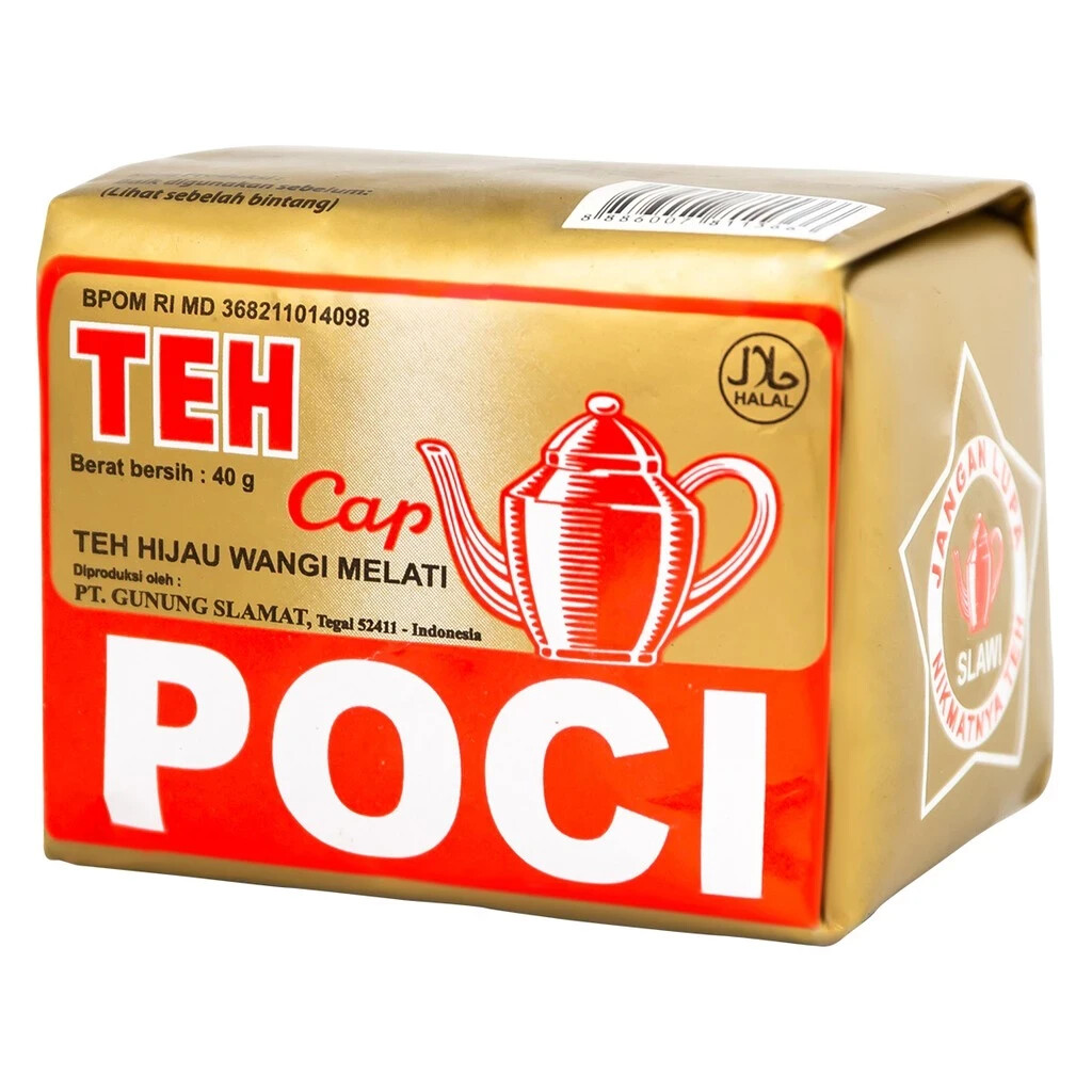 Teh Cap Poci, Teh Hijau Wangi Melati, Gold Pack, 40g (Pack of 1)