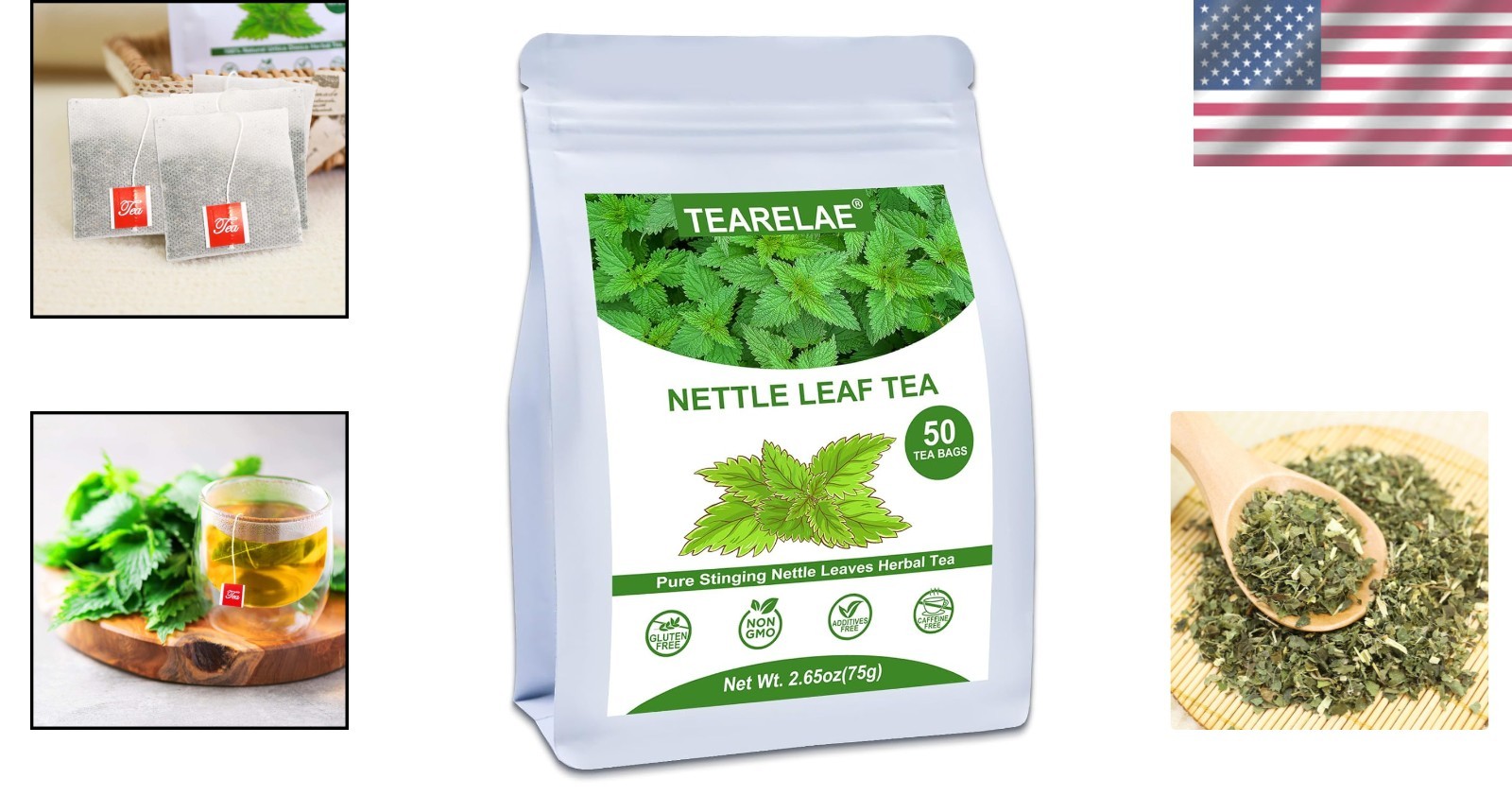 Pure Nettle Leaf Tea – Caffeine-Free, Non-GMO, 50 Bags