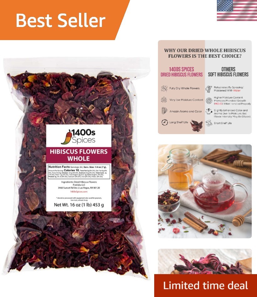 1lb Dried Whole Hibiscus Flowers and Petals, Flor de Jamaica, Sorrel Flower, …