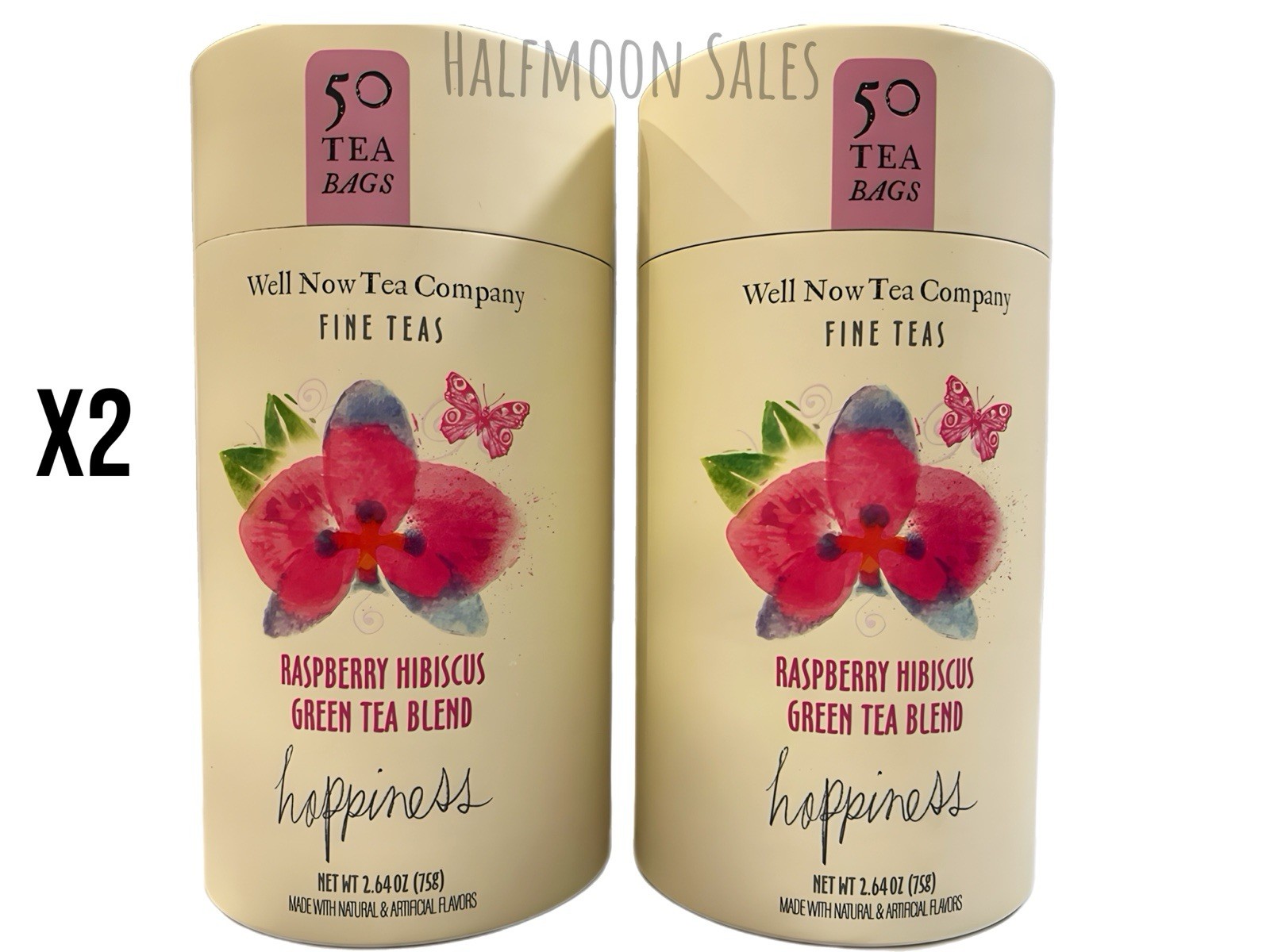 Well Now Tea Company Raspberry Hibiscus Green Tea Blend 50 Bags Each Pack of 2