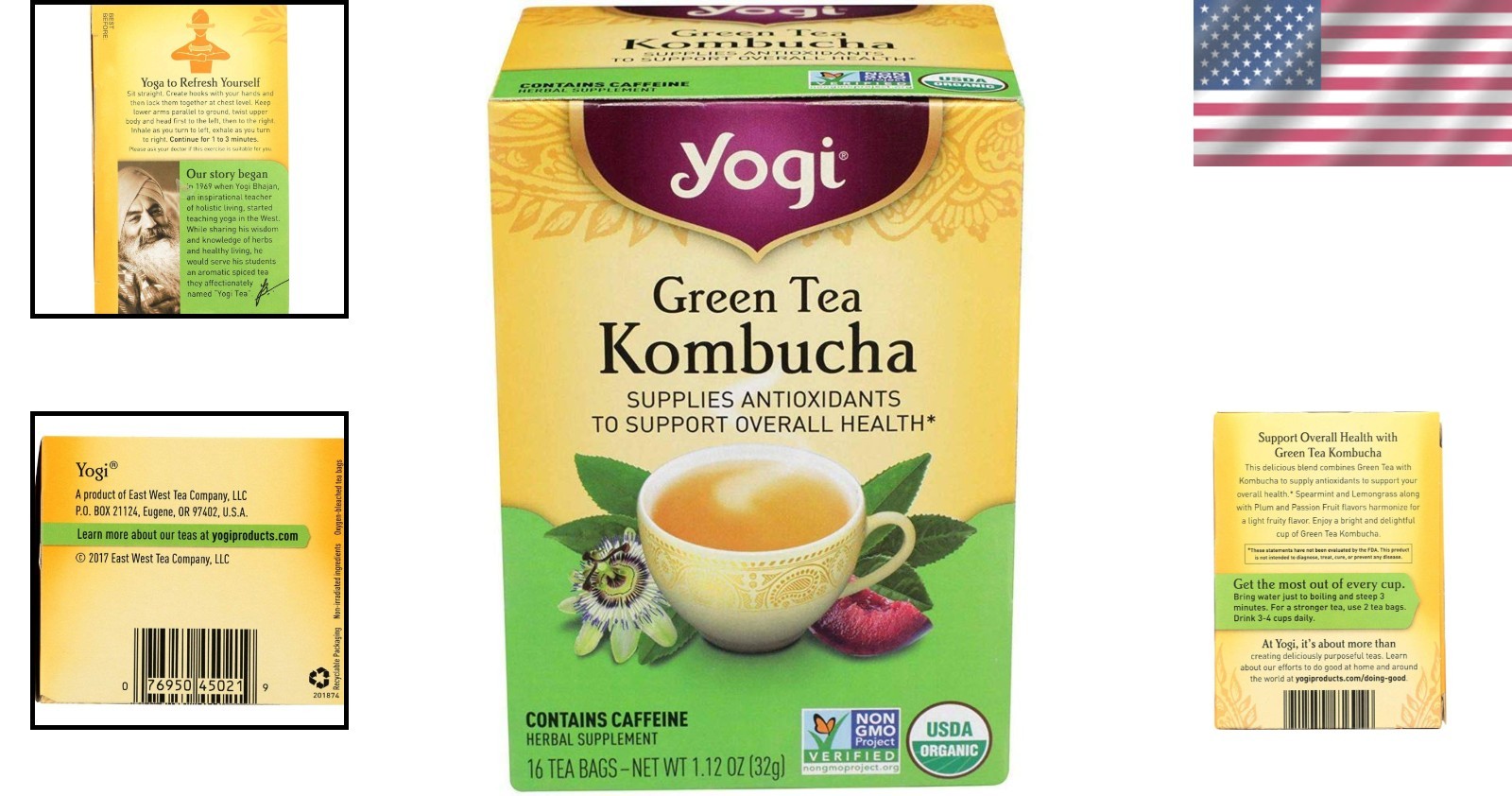 16 Count Yogi Kombucha Green Tea – Natural Herbal Blend for Energy & Immunity