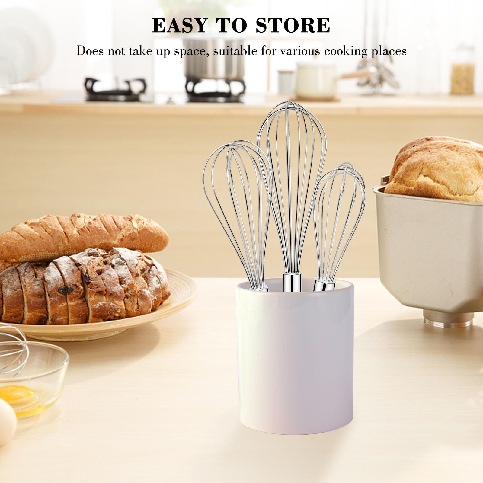 NileHome Stainless Steel Whisk Set 8″ 10″ 12″ Kitchen 3 P, Silver-8″10″12″