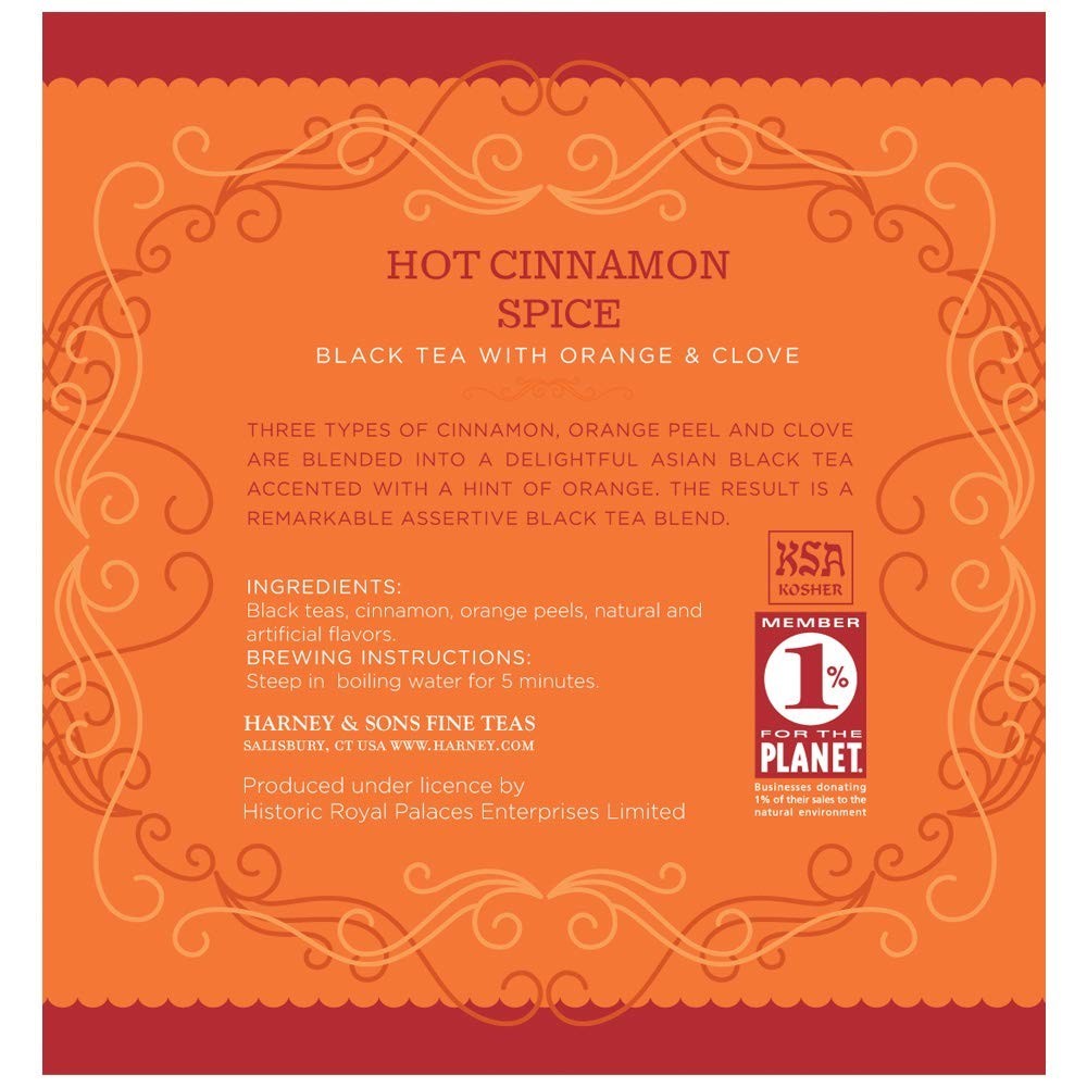 Hot Cinnamon Spice Tea Tin – Bold Black Tea with Orange & Clove – 30 Sachets