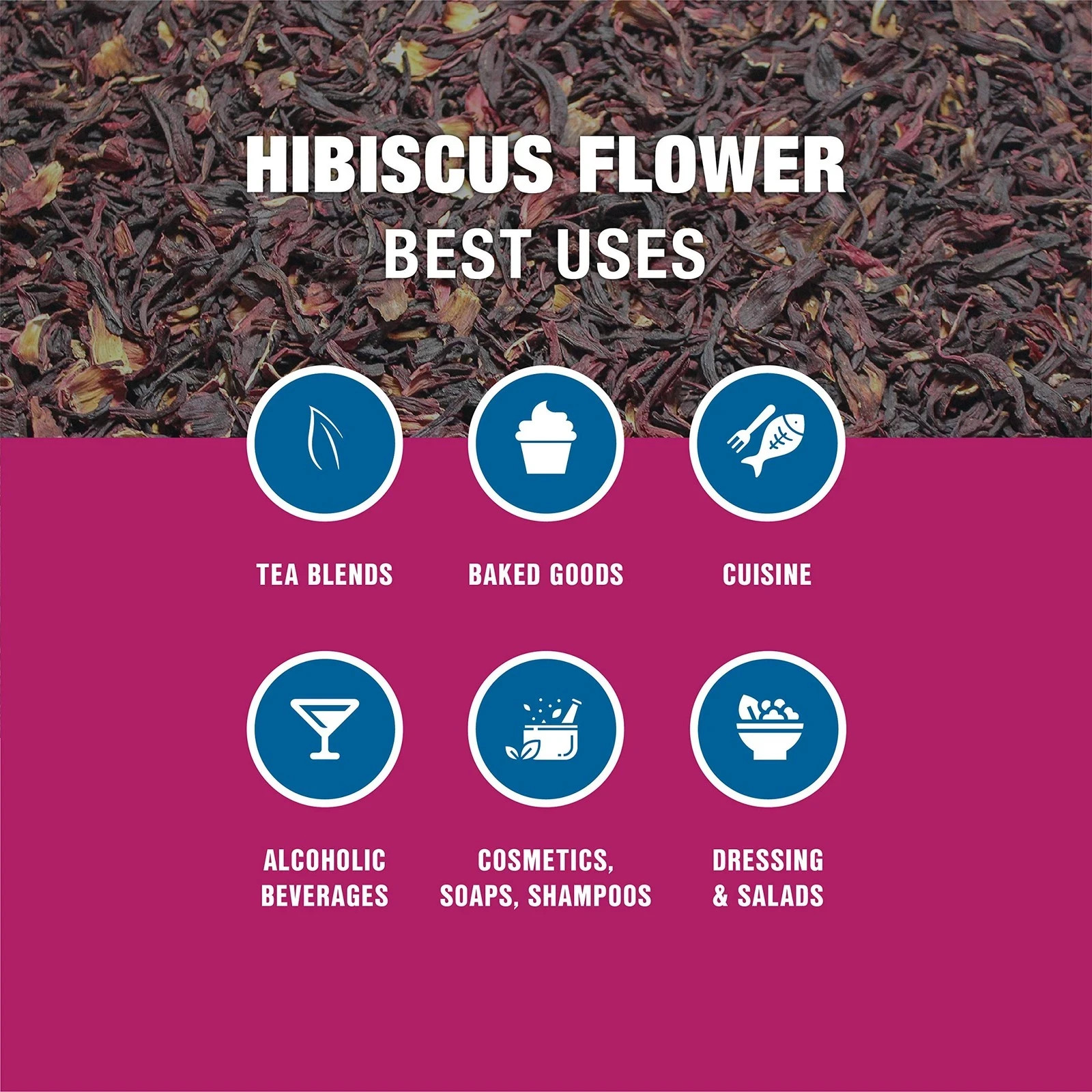 200 Cups Loose Leaf Hibiscus Tea Dried Flowers Resealable Bulk Pouch 16oz