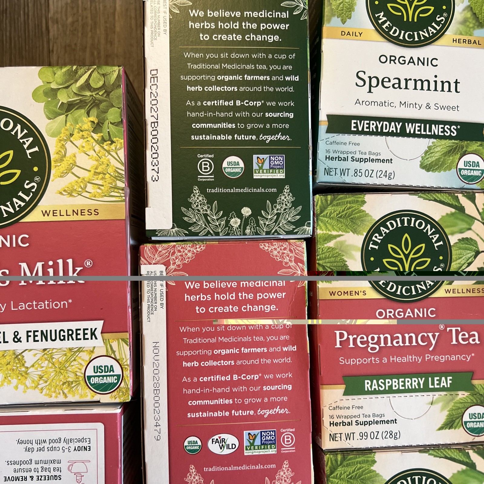 Tazo & Traditional Medicinals Org Spearmint, Pregnancy Tea, Mothers Milk, Dream