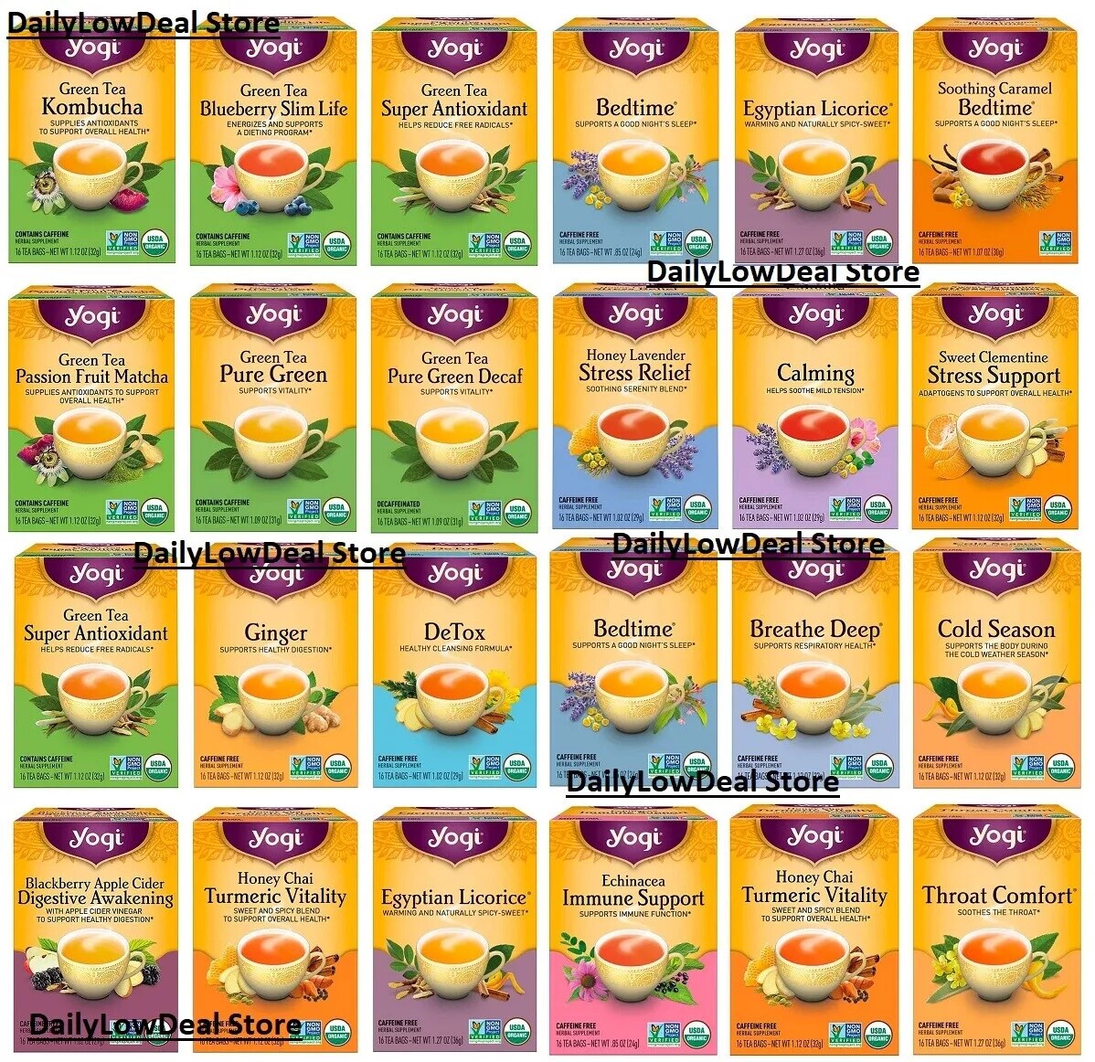 Yogi Tea – 16 Tea Bags OR 96 Tea Bags – Choose your FLAVOR and COUNT – FRESH