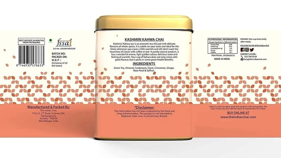The Indian Chai – Kashmiri Kahwa Chai Tea 100g