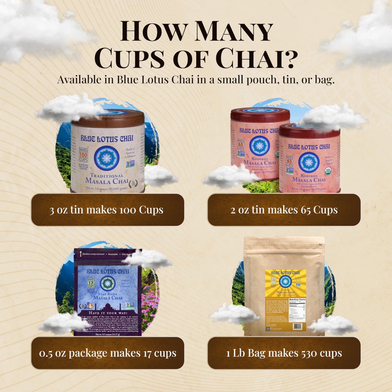 Traditional Masala Chai Powder – 265 Cups, Just Add Hot Water, Gluten-Free, 8oz