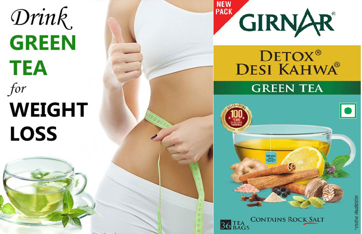 Girnar Detox Green Tea-Desi Kahwa 36 tea bag 90g for herbal immunity weight loss