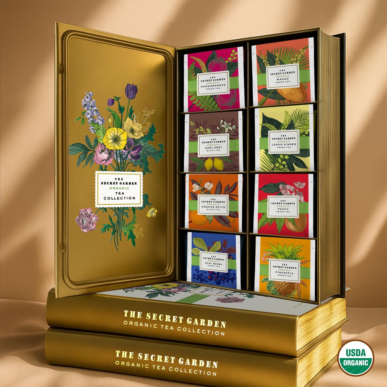 Organic Tea Bag Sampler Set – 80 Pack in Designer Tin for Gifting