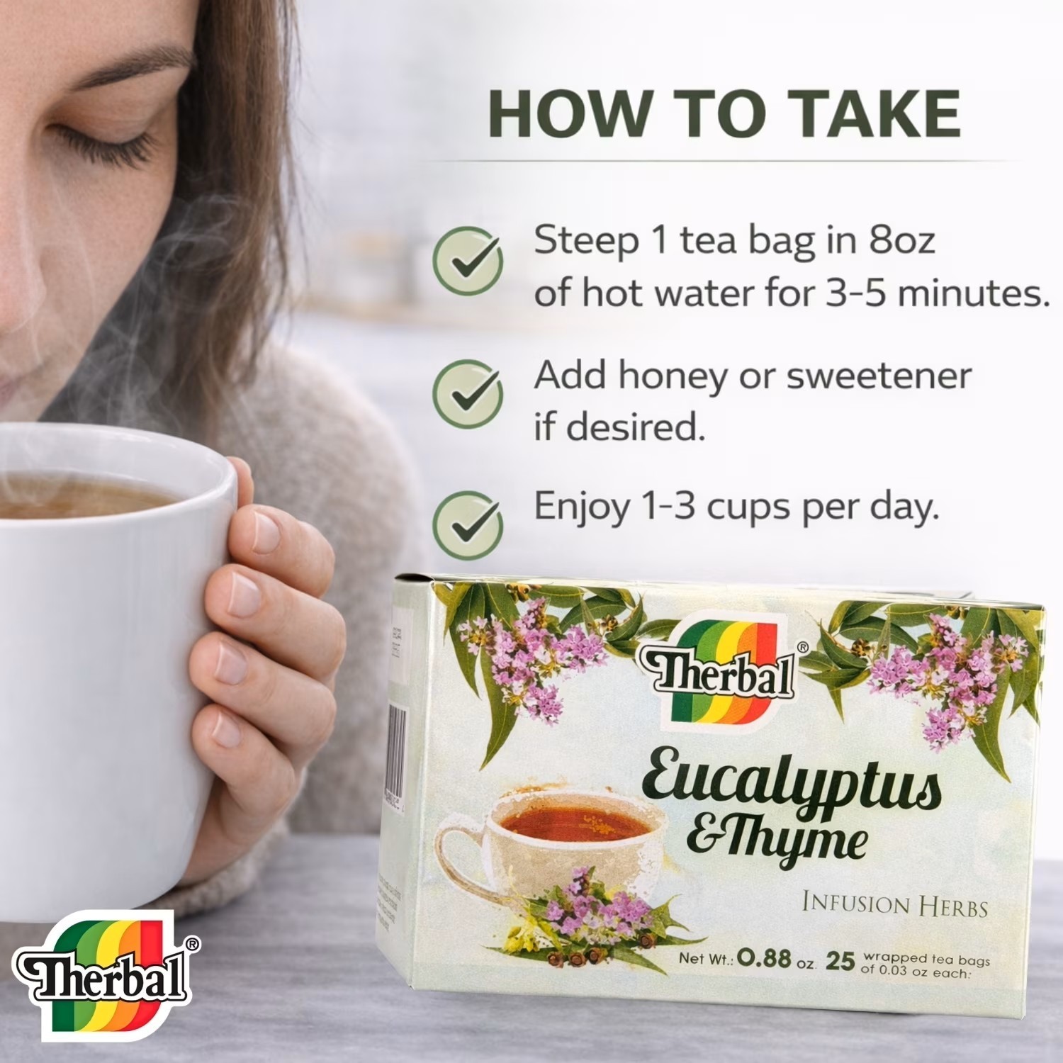 Therbal Eucalyptus & Thyme -Cold, Coughs, Throat Irritation- 40 Tea Bags