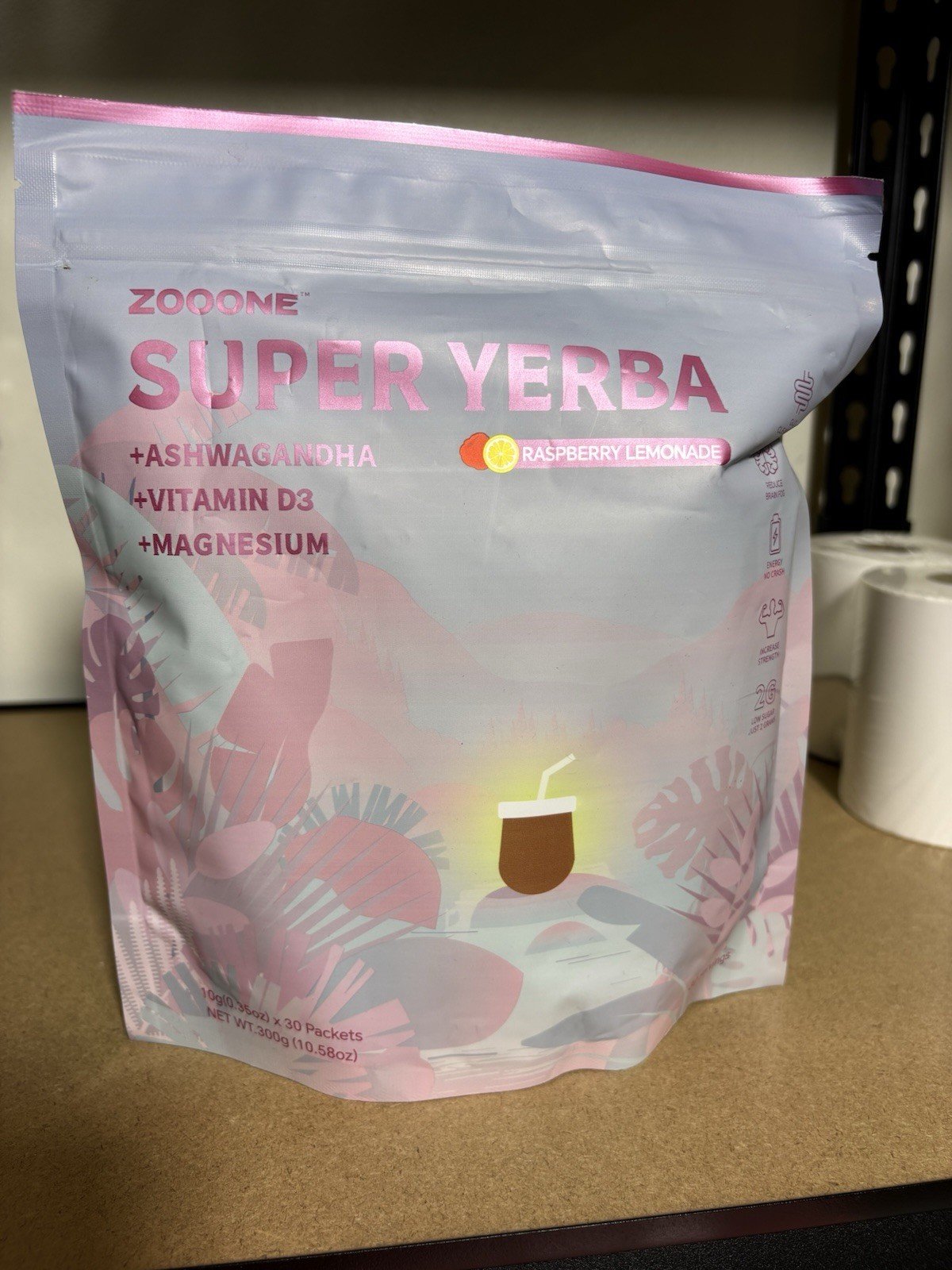 Zooone Super Yerba Instant Powder- Raspberry Lemonade –30 Servings Exp 4/27