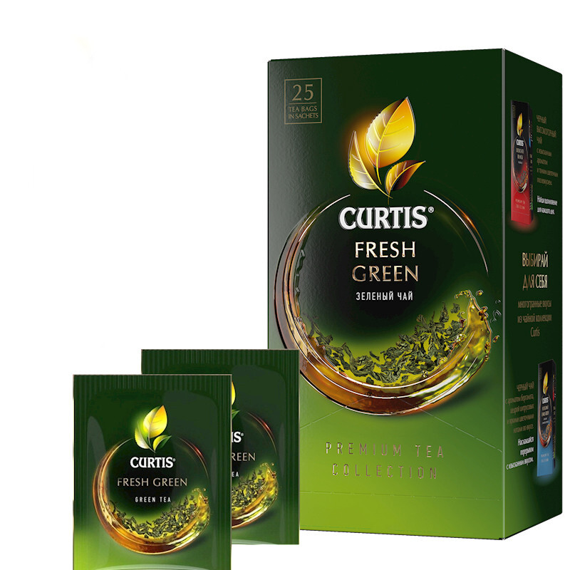Curtis Green Chinese Tea FRESH GREEN 25 Tea Bags Made in Russia RF NO GMO