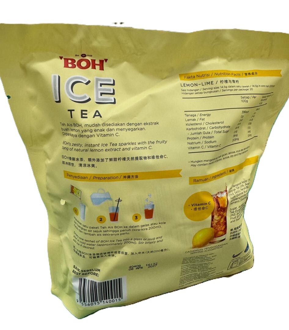Boh Ice Tea Instant Mix Lemon Lime Flavour Vit C L/Sugar 20s x 14.5g – 1 Pack