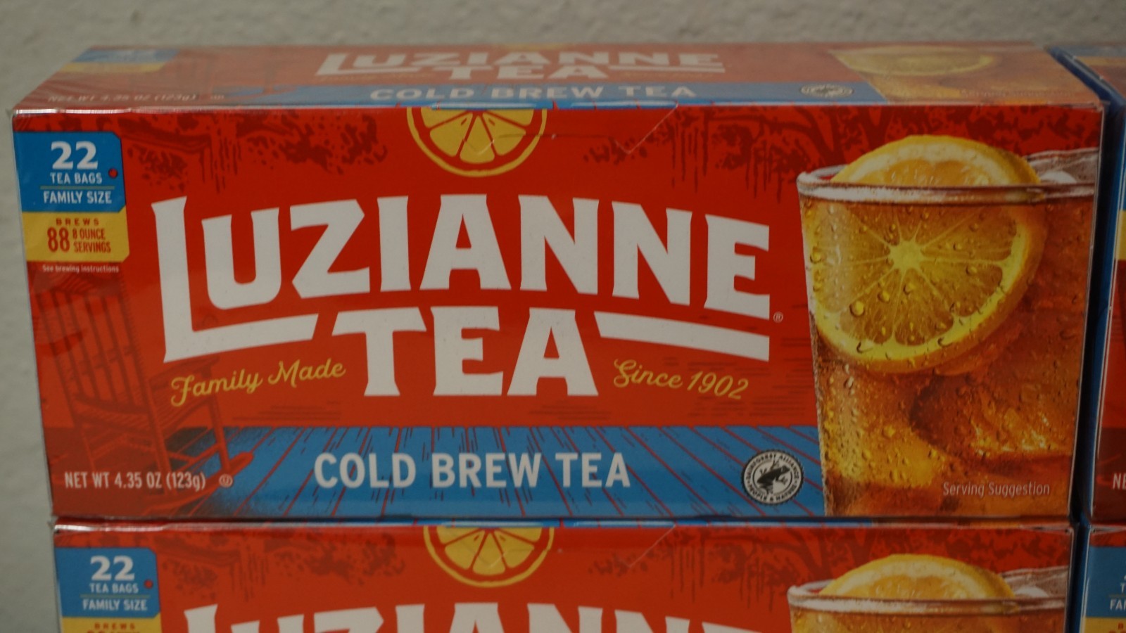 4x Luzianne Unsweetened Cold Brew Black Iced Tea Bags Family Size 22ct Box