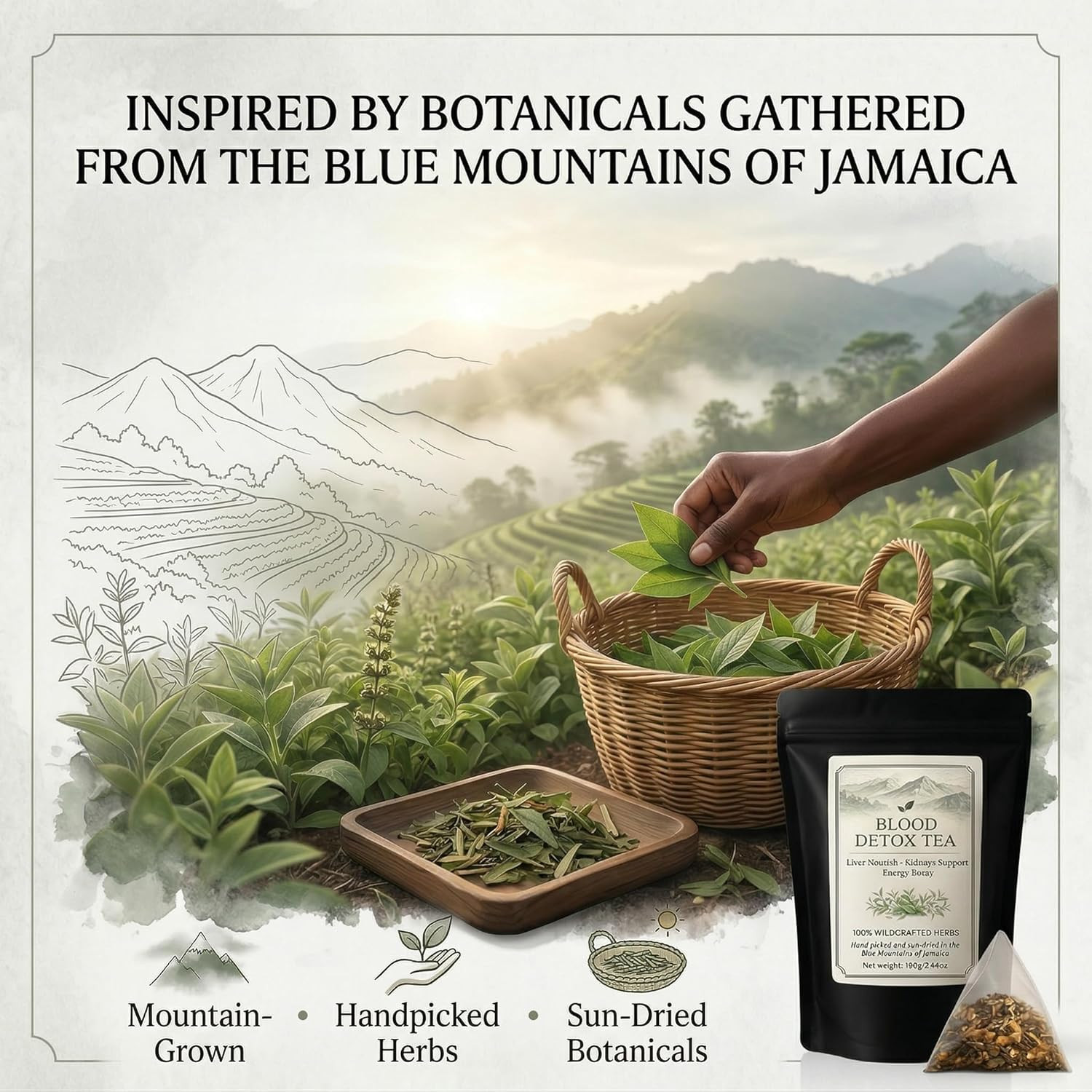 Blood Detox Tea Jamaica, jamaican healing garden Wildcrafted Tea Blend with Guac