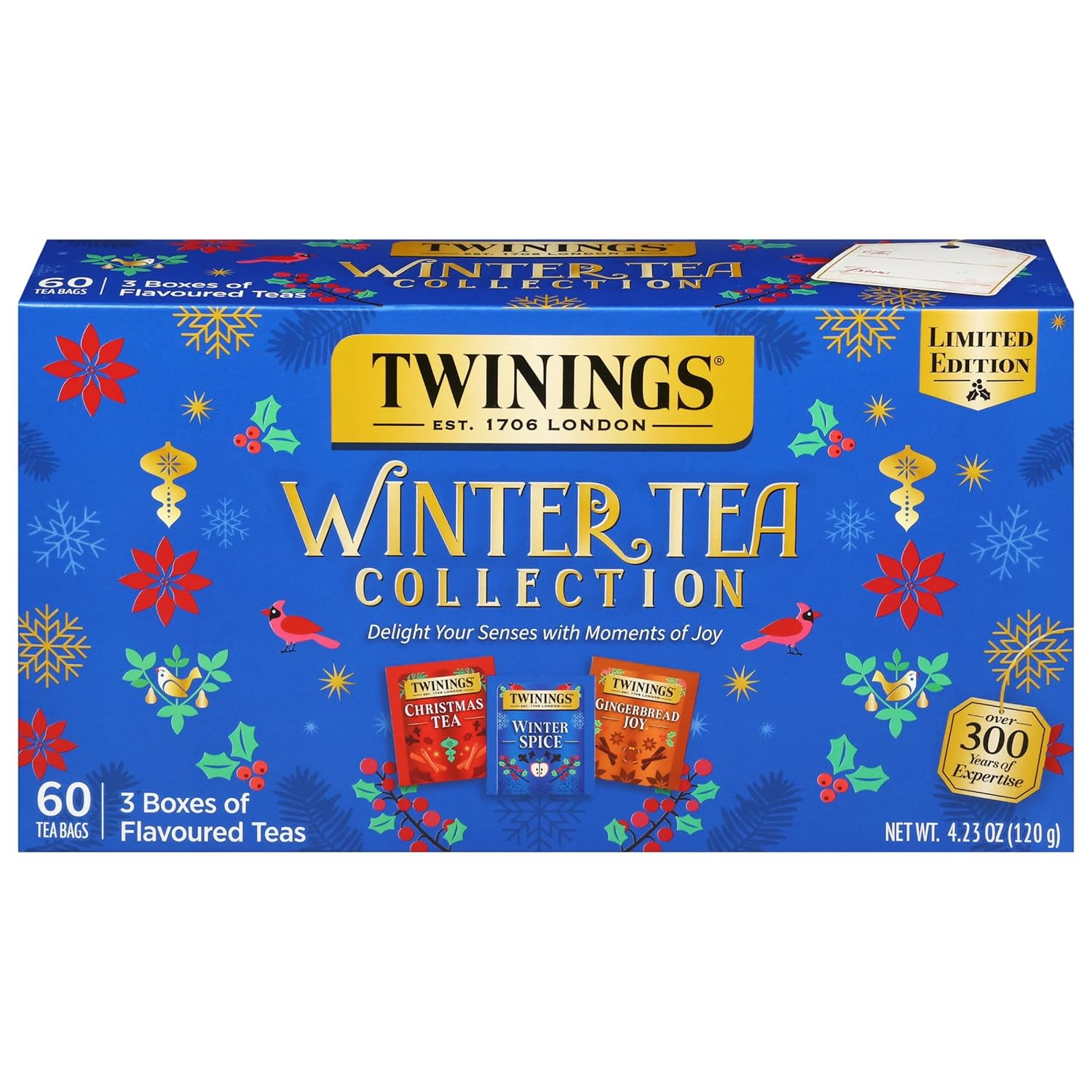 Winter Tea Collection, Limited Edition Holiday Gift Box, 20 Count (Pack of 3), I