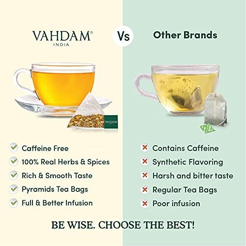 Vahdam Turmeric Ginger Herbal Tea 100 Count Caffeine Free Biodegradable Bags