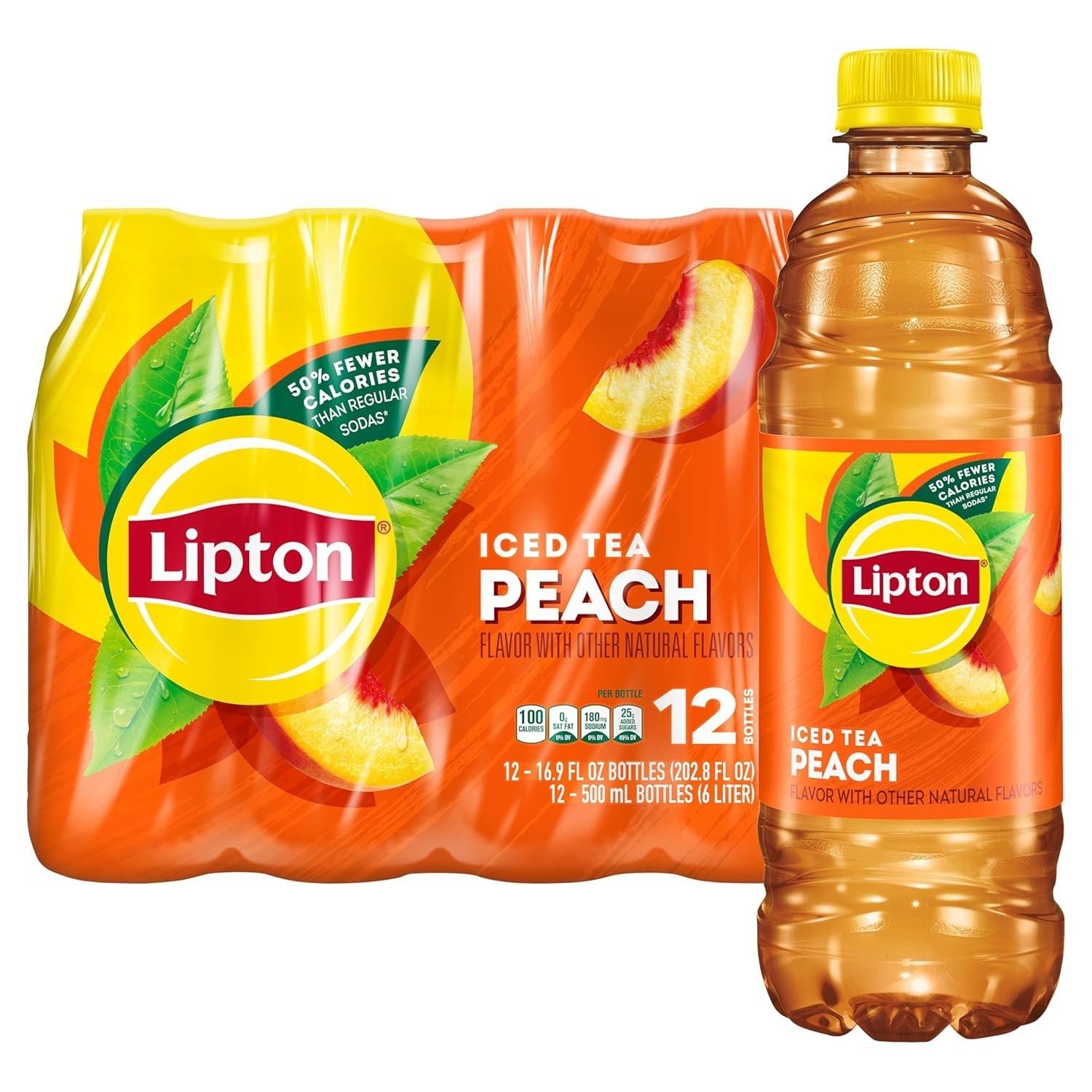 Lipton Peach Iced Tea, 16.9 Fl Oz Bottles Pack of 12
