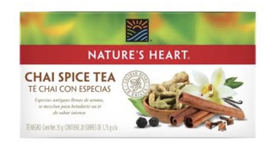 Te Chai Spice sin cafeina natural 20 tea bags Te Negro Canela Jengibre ￼